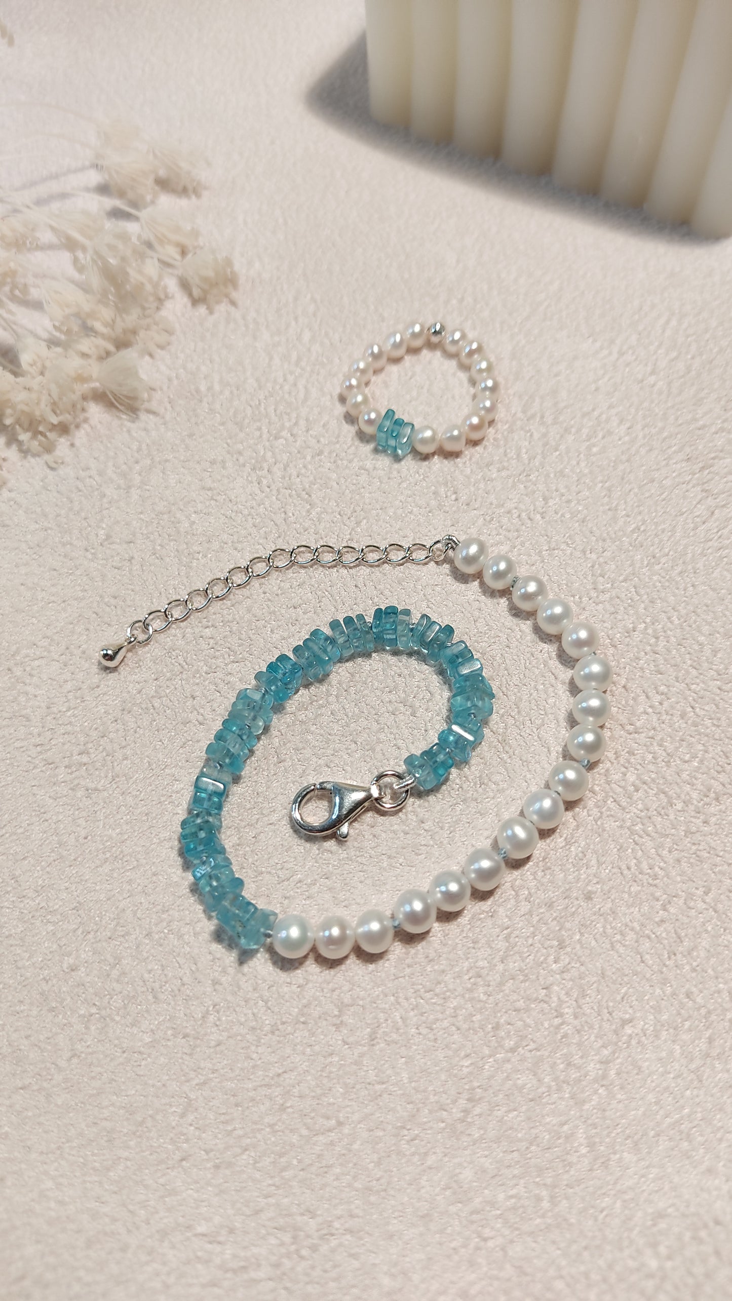 Bracelet "something blue" apatite carrée