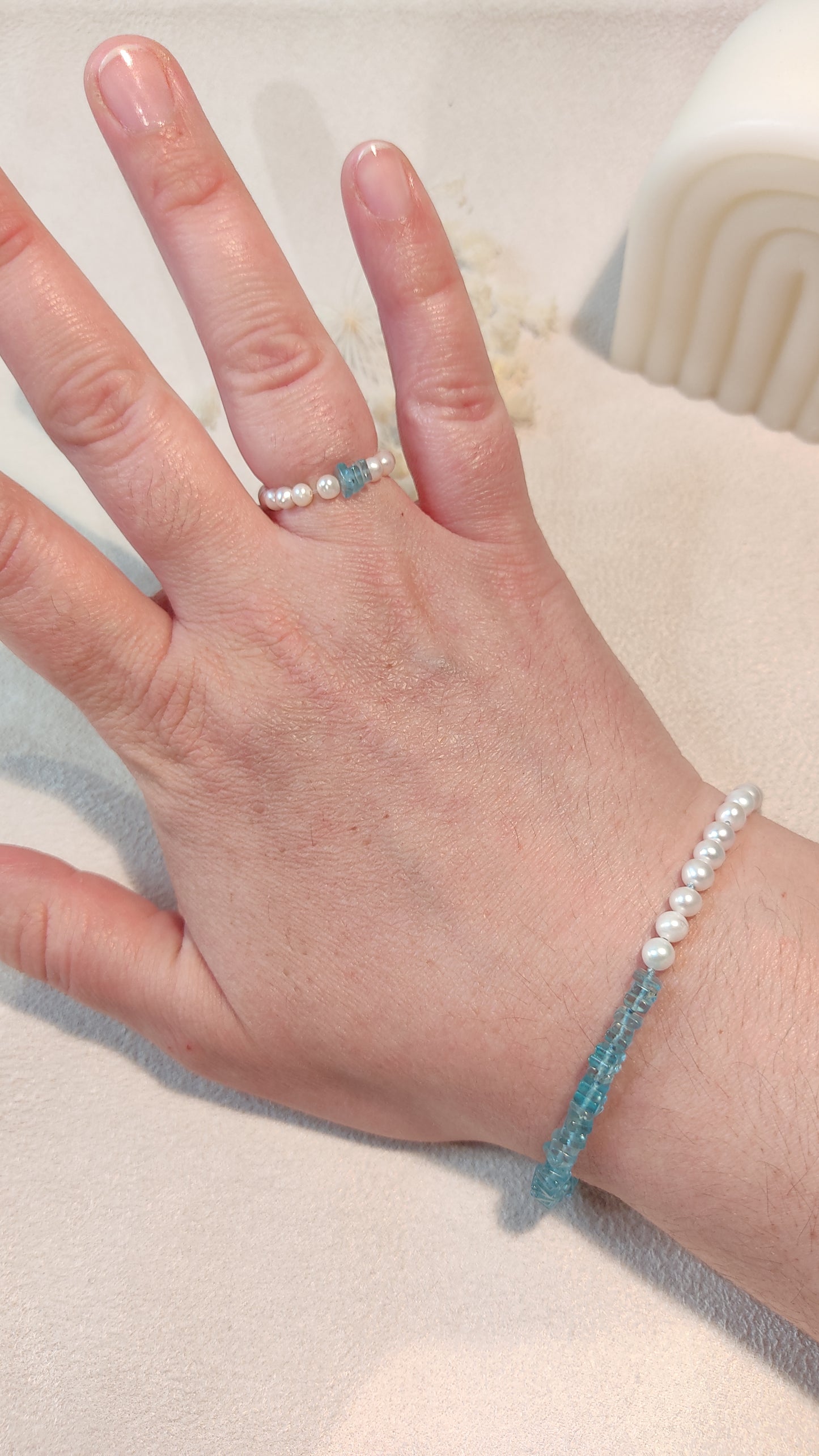 Bracelet "something blue" apatite carrée