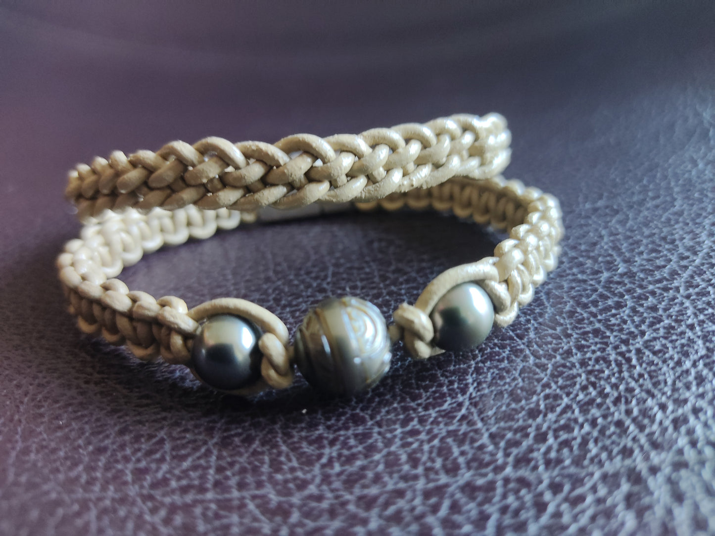Shamballa Homme 3 Perles de Tahiti